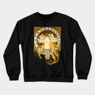 Alphonse Mucha Art Nouveau woman design Crewneck Sweatshirt